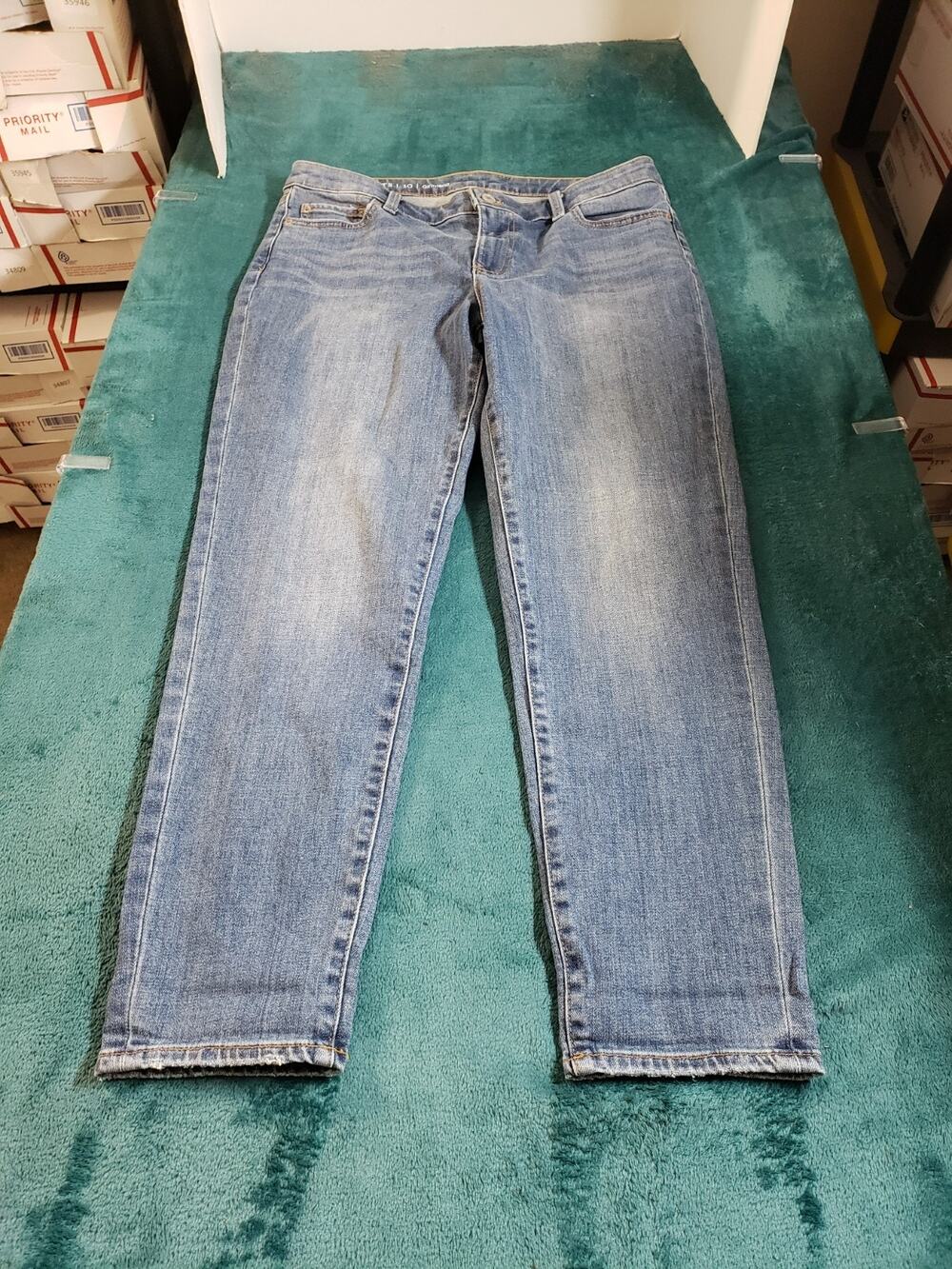 Talbots Jeans Size 10 Womens Blue Stretch Pants Mid Rise Girlfriend Ankle